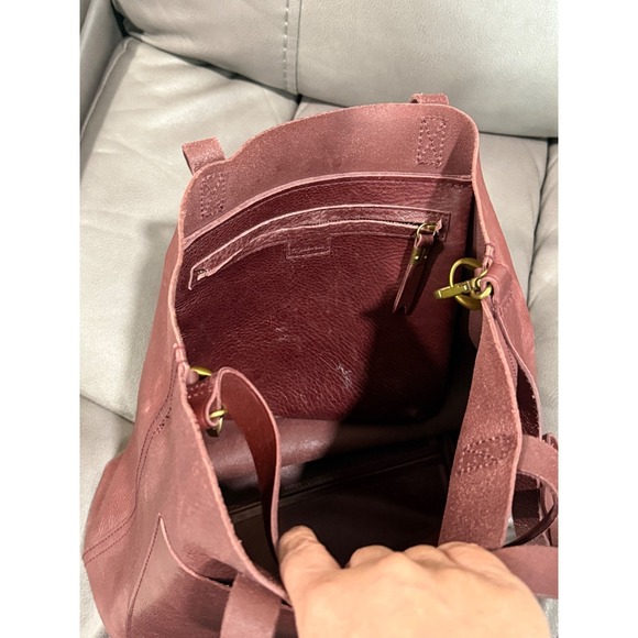 Madewell Medium Transport Tote Leather Burgundy Brown Crossbody 14\